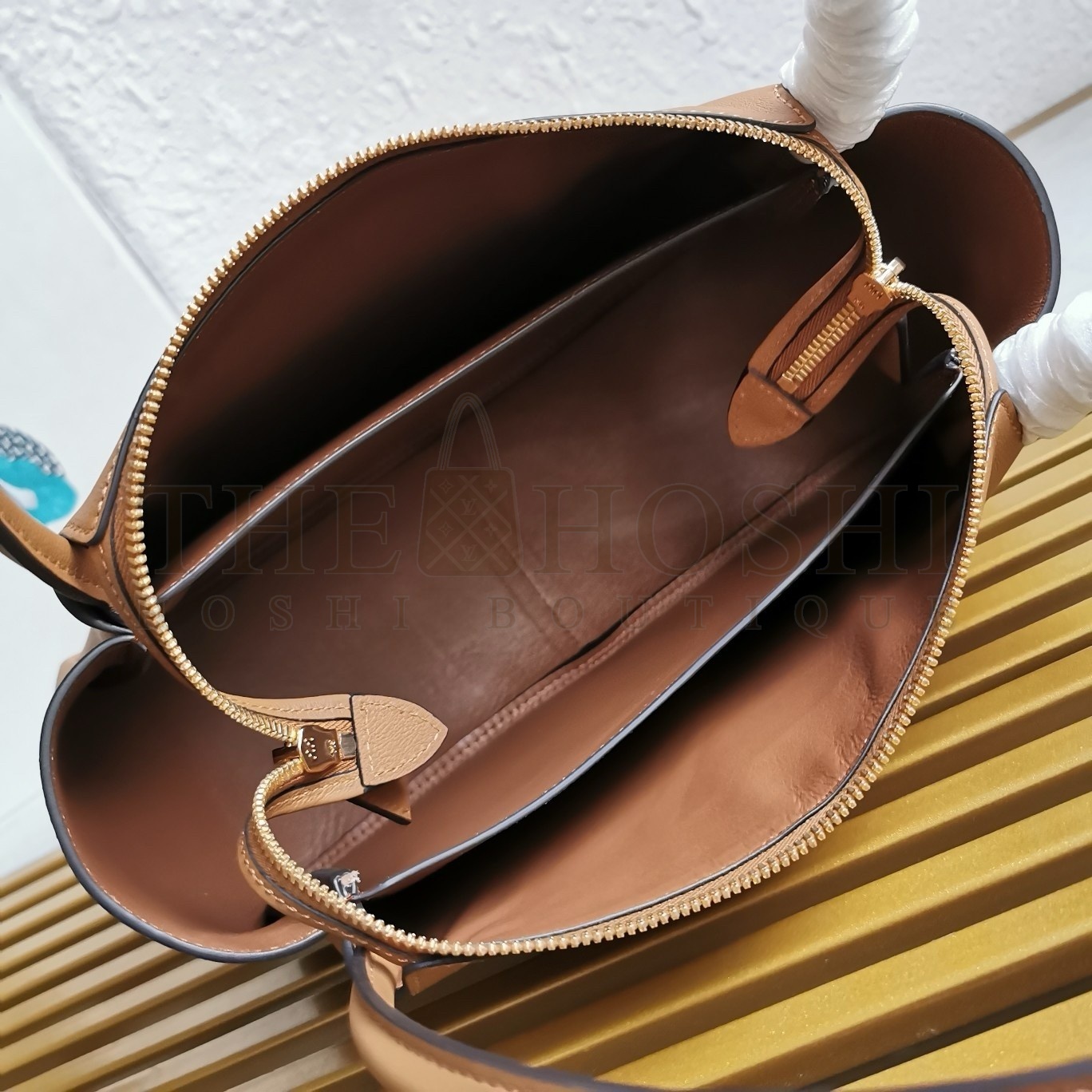 Pra*a Shoulder Bag in Brown Calfskin with Triangle Logo Master Quality