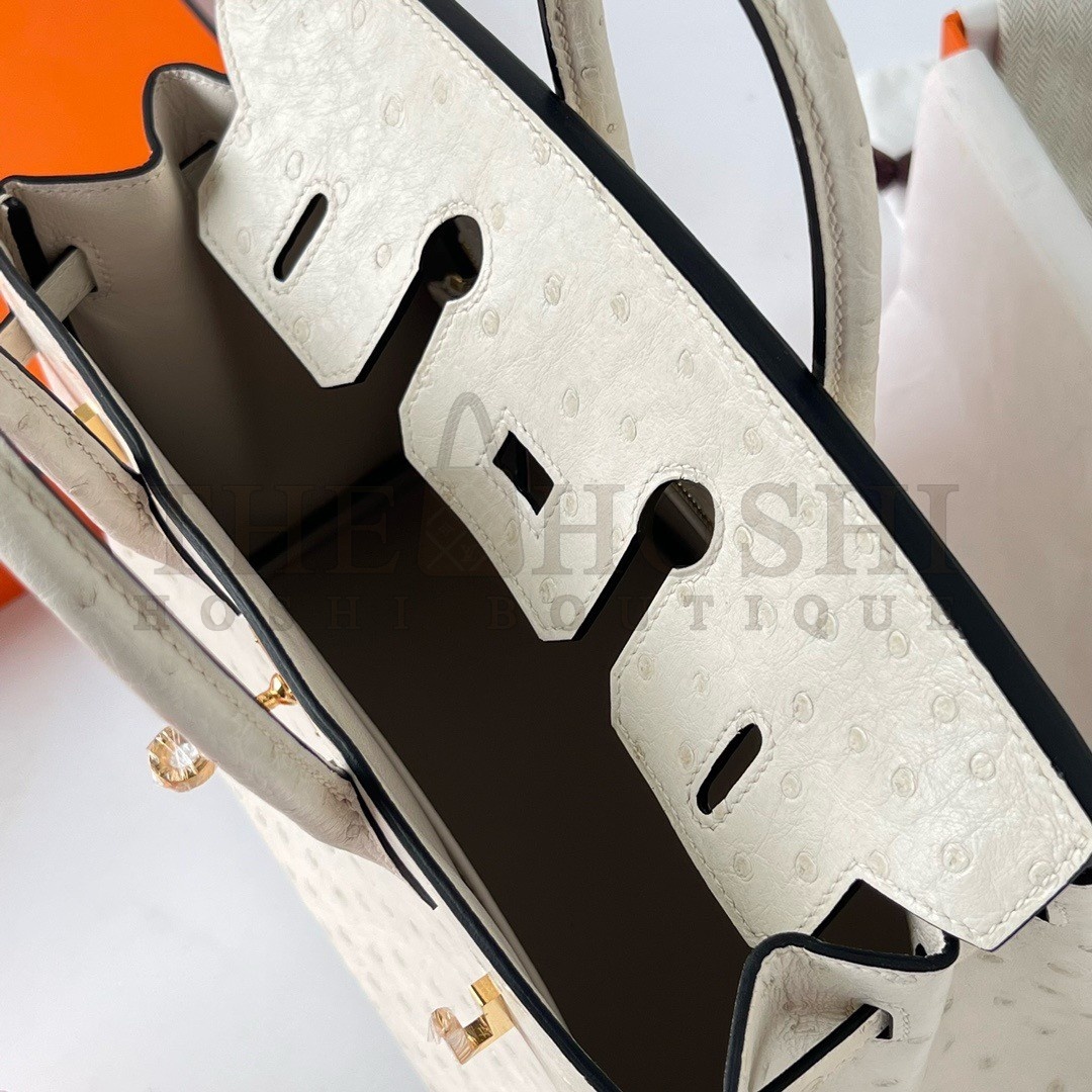 H**me5 Birkin 25 Retourne Handmade Bag In Beton Ostrich Leather Master Quality