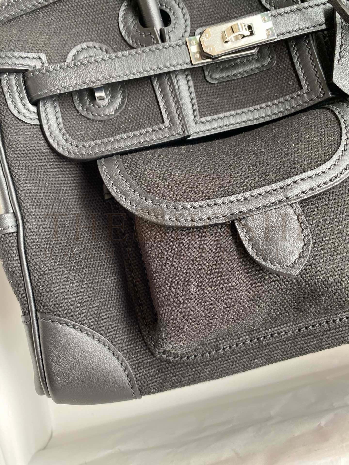 H**me5 Birkin Cargo 25 Bag in Black Toile and Swift Leather Master Quality