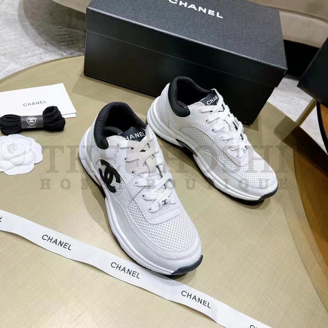 Ch**el  sneaker real leather  trainer CC Women Calfskin &amp; Mixed Fibers Sneakers White shoes Master Quality