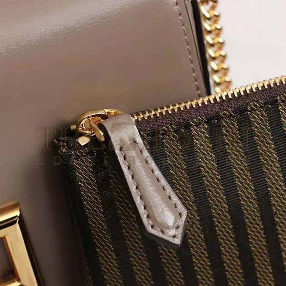 F**di Women Wallet on Chain with Pouches Leather Mini-Bag-Brown Master Quality