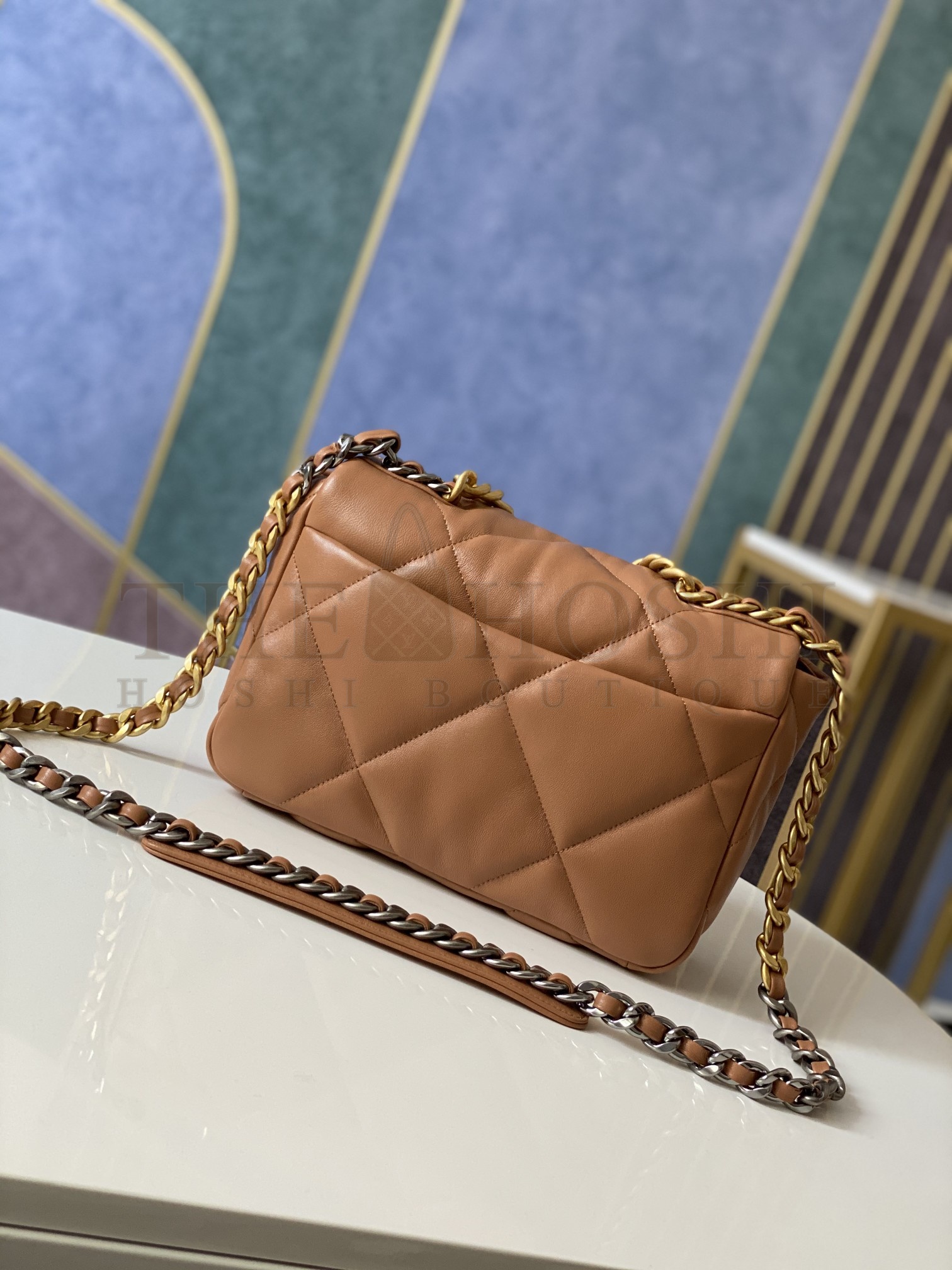 Ch**el Women Ch**el 19 Flap Bag Lambskin Gold Silver-Tone Ruthenium-Finish Metal Brown Master Quality