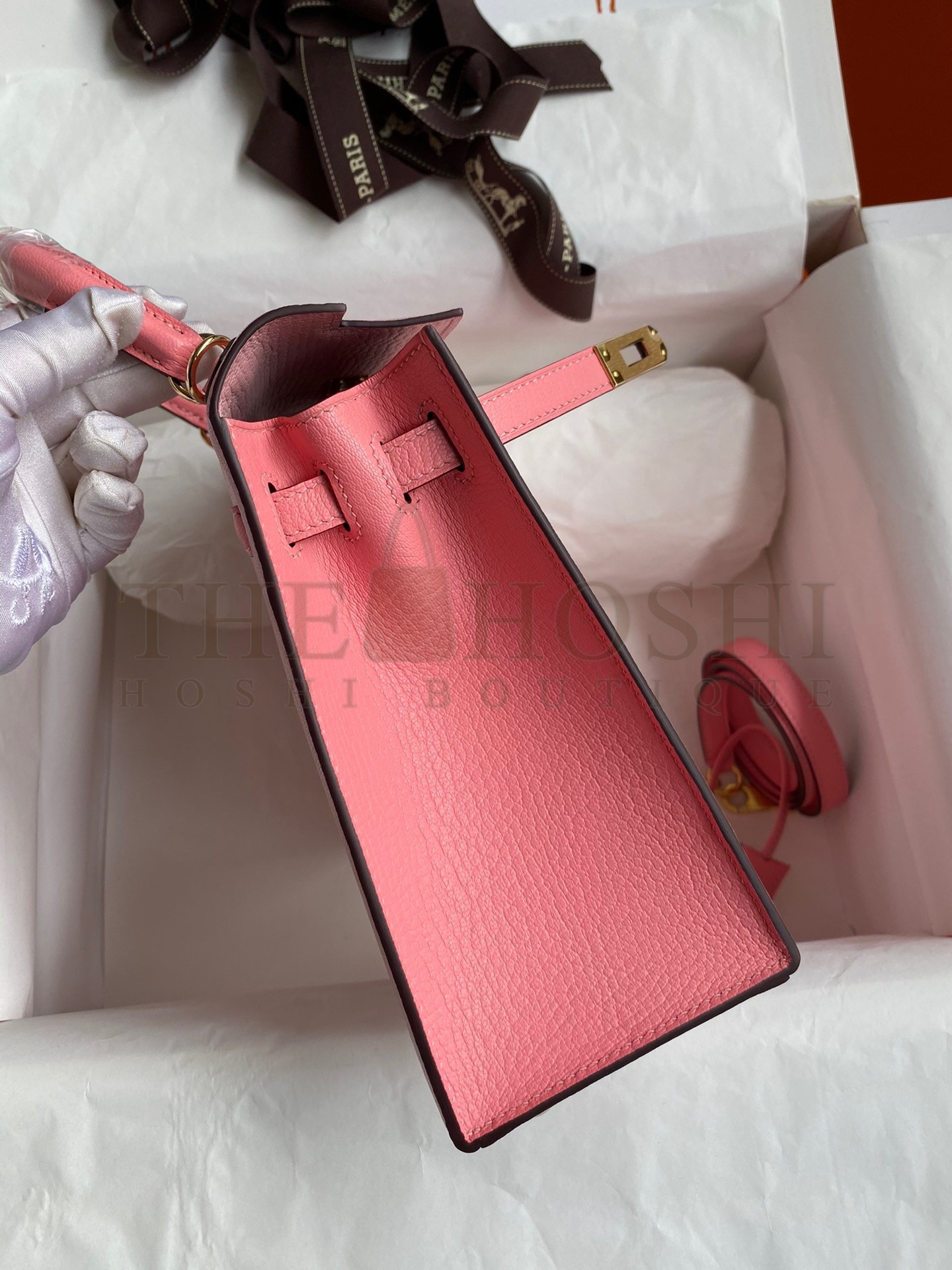 H**me5 Kelly Sellier 25 Bicolor Bag in Rose Confetti and Lipstick Mysore Goatskin Master Quality