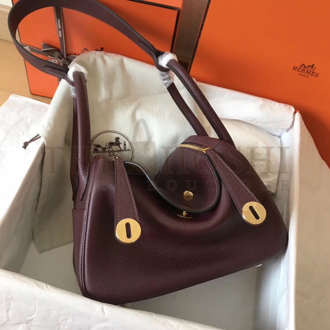 H**me5 Bordeaux Lindy 26cm Clemence Handmade Bag Master Quality