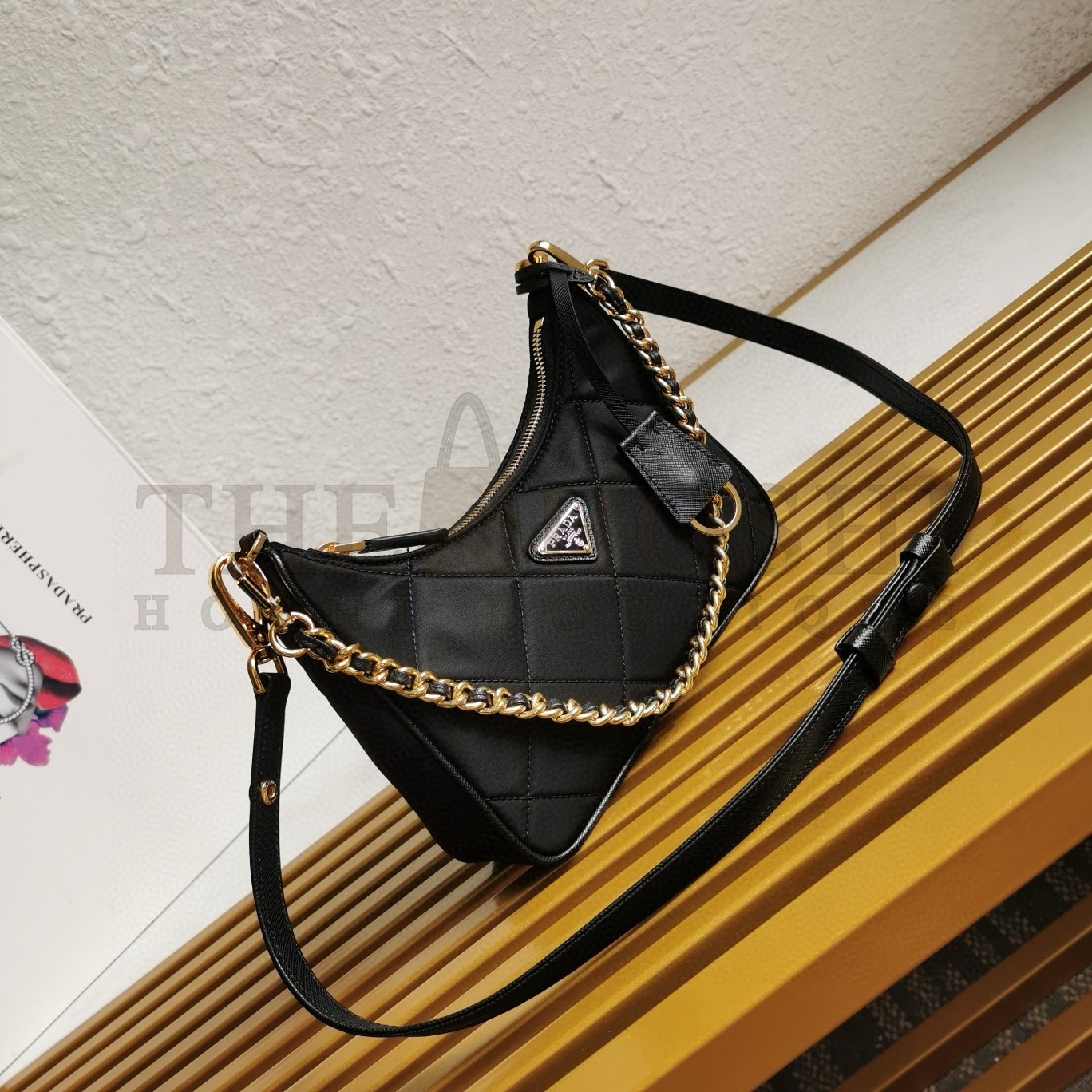 Pra*a Re-Edition 1995 Chaine Mini Bag in Black Re-Nylon Master Quality