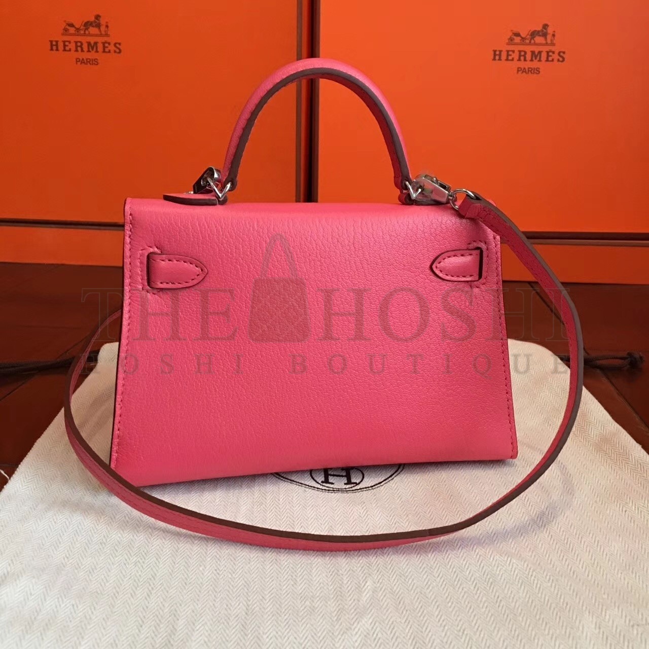 H**me5 Rose Lipstick Chevre Kelly Mini II Handmade Bag Master Quality