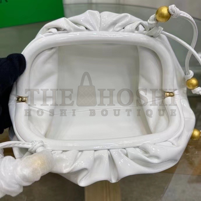 B0tt*ga Ven*ta Mini Pouch In White Patent Leather Master Quality