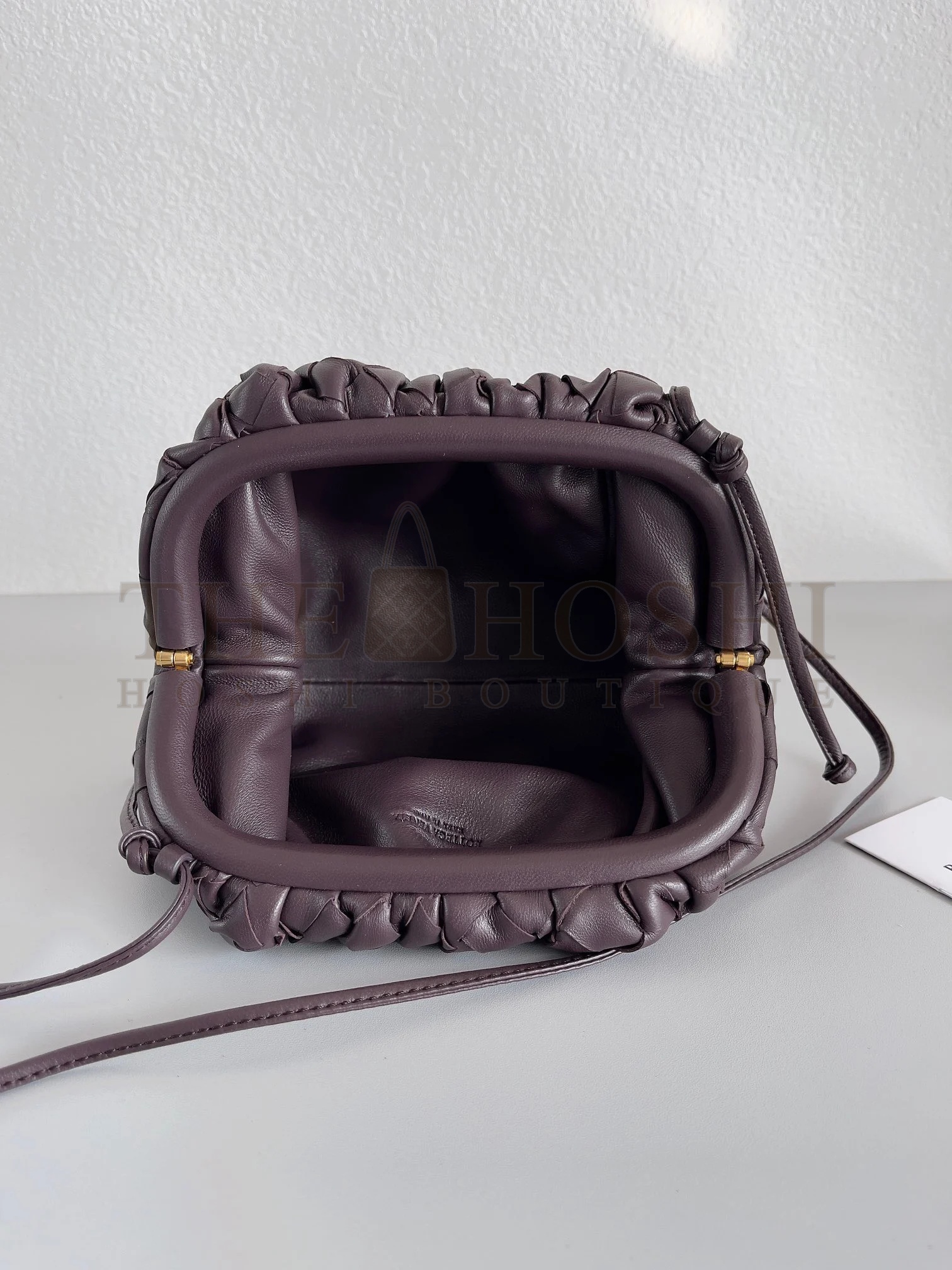 B0tt*ga Ven*ta Mini Pouch with Strap in Grape Intrecciato Lambskin Master Quality