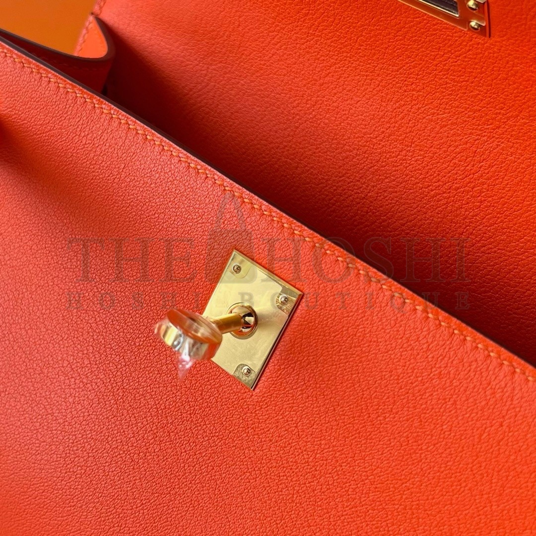 H**me5 Kelly Pochette Handmade Bag In Rouge Piment Swift Calfskin Master Quality