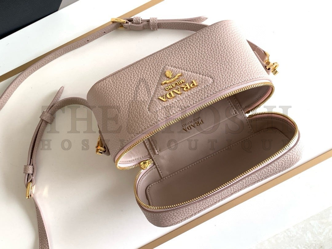 Pra*a Mini Vanity Bag in Light Pink Grained Leather Master Quality
