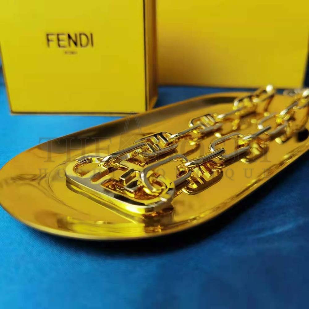 F**di Women Necklace with F**di OLock Mesh and Oval Clip Master Quality