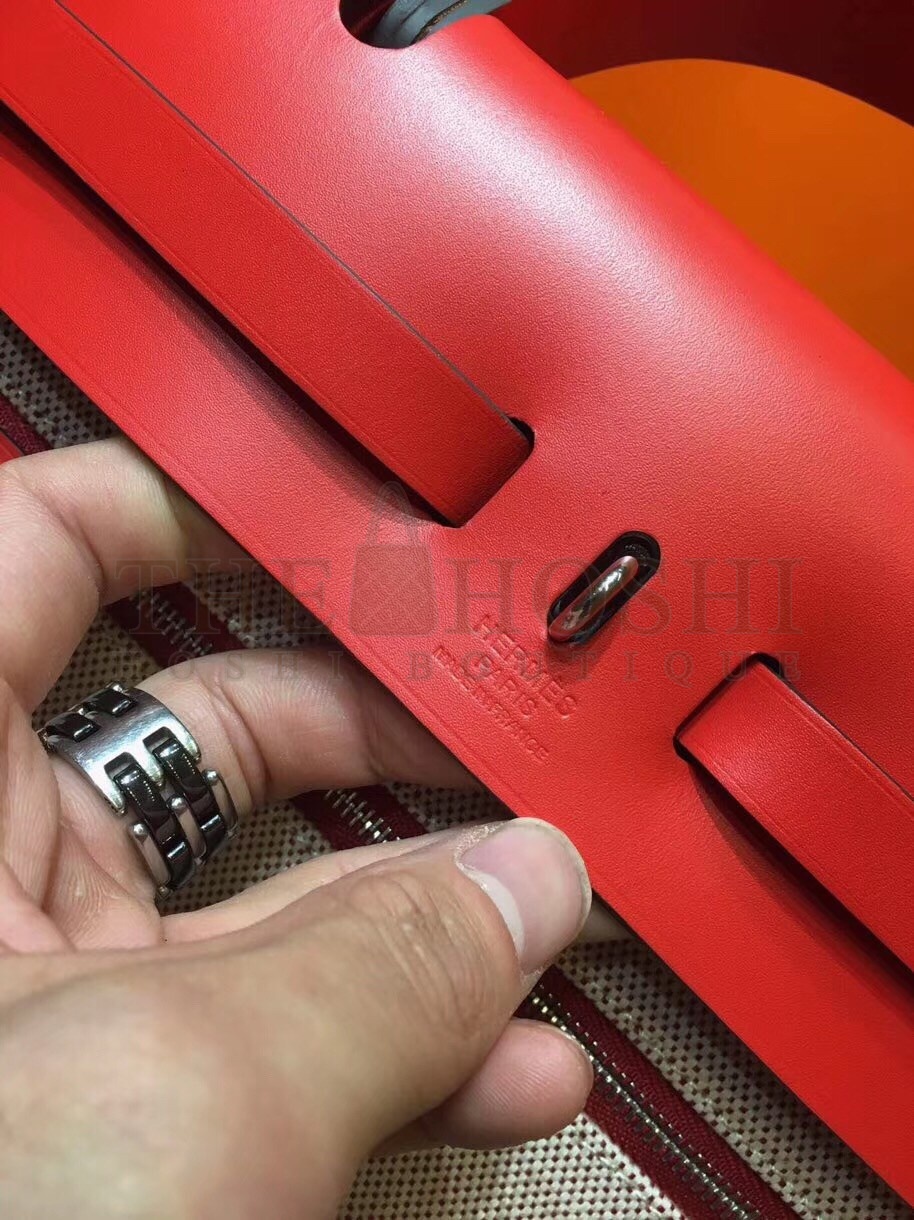 H**me5 Herbag Zip 31cm Bag In Red Toile And Leather Master Quality