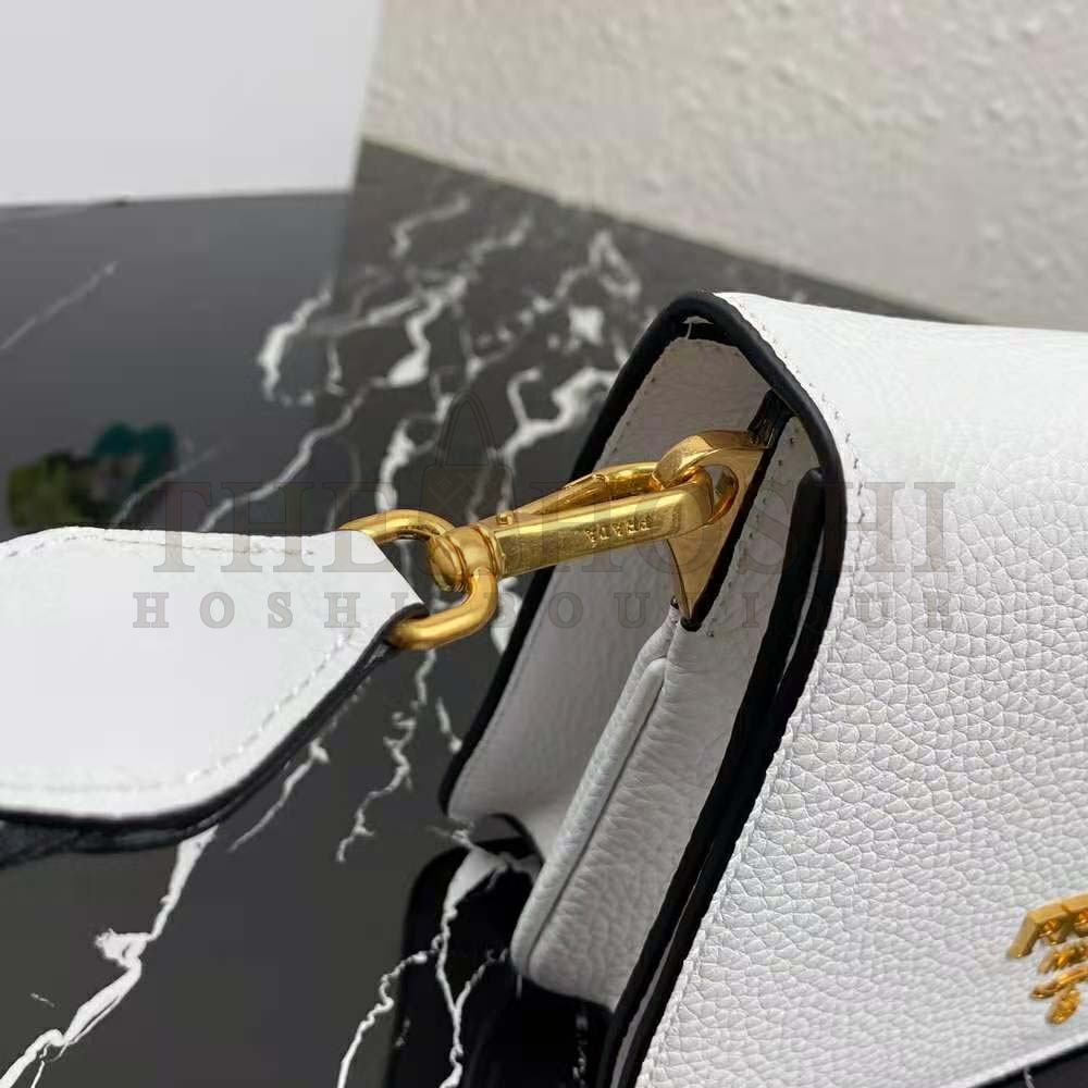 Pra*a Women Calf Leather Shoulder Bag-White Master Quality