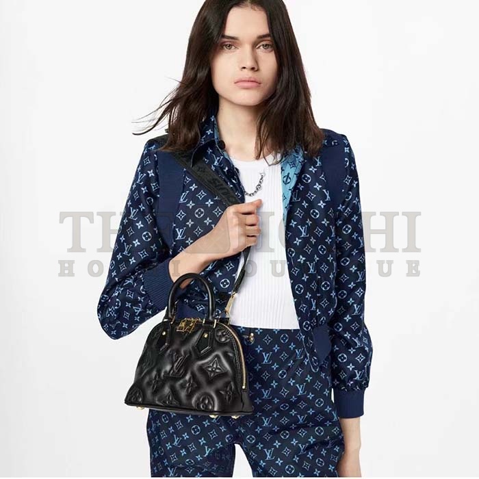 L0vis Vvtt0n LV Women Alma BB Handbag Black Quilted Embroidered Smooth Calf Leather Master Quality