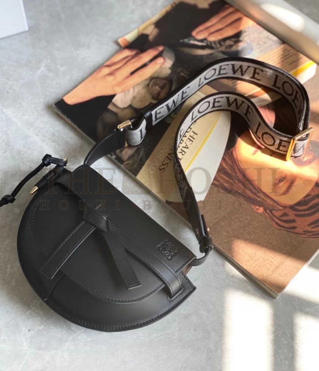 L0ew* Mini Gate Dual Bag In Black Calfskin Master Quality