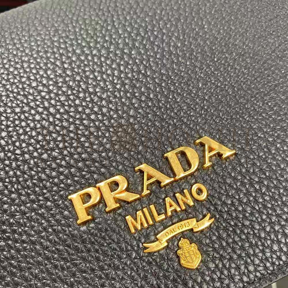 Pra*a Women Calf Leather Shoulder Bag-Black Master Quality