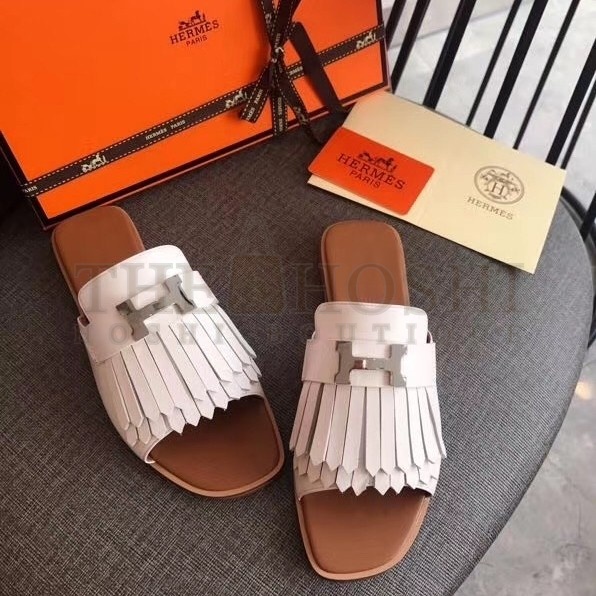 H**me5 Auteuil Sandals In White Calfskin Master Quality