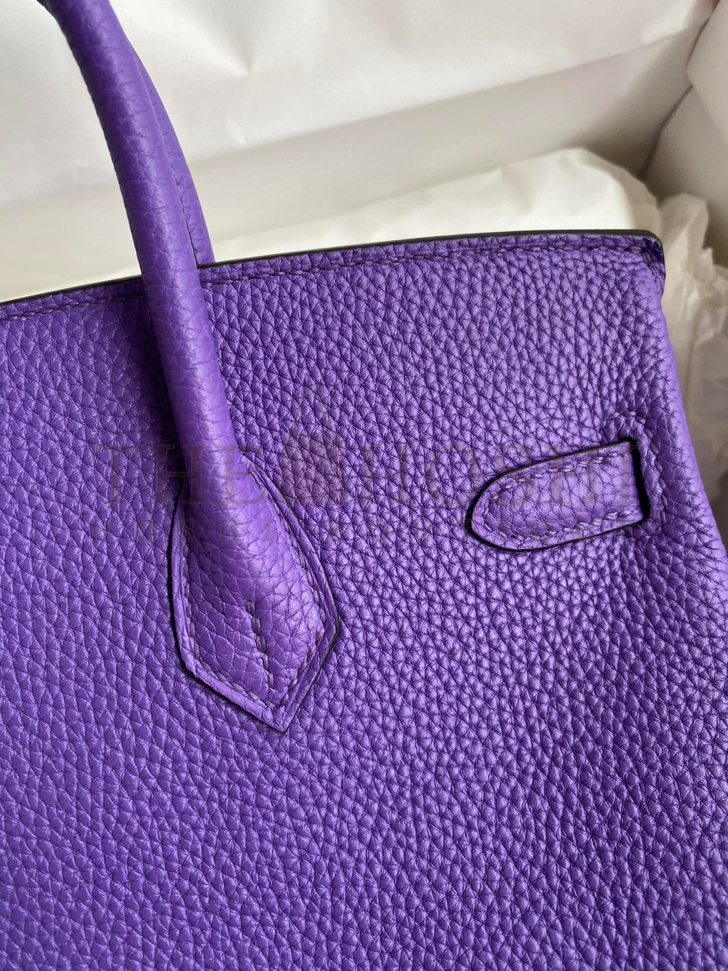 H**me5 Birkin 25 Retourne Handmade Bag In Violet Clemence Leather Master Quality