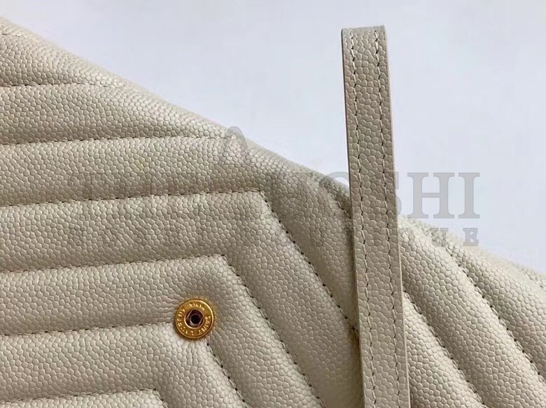 Sa1nt Lau*nt Monogram Clutch In White Grained Leather Master Quality