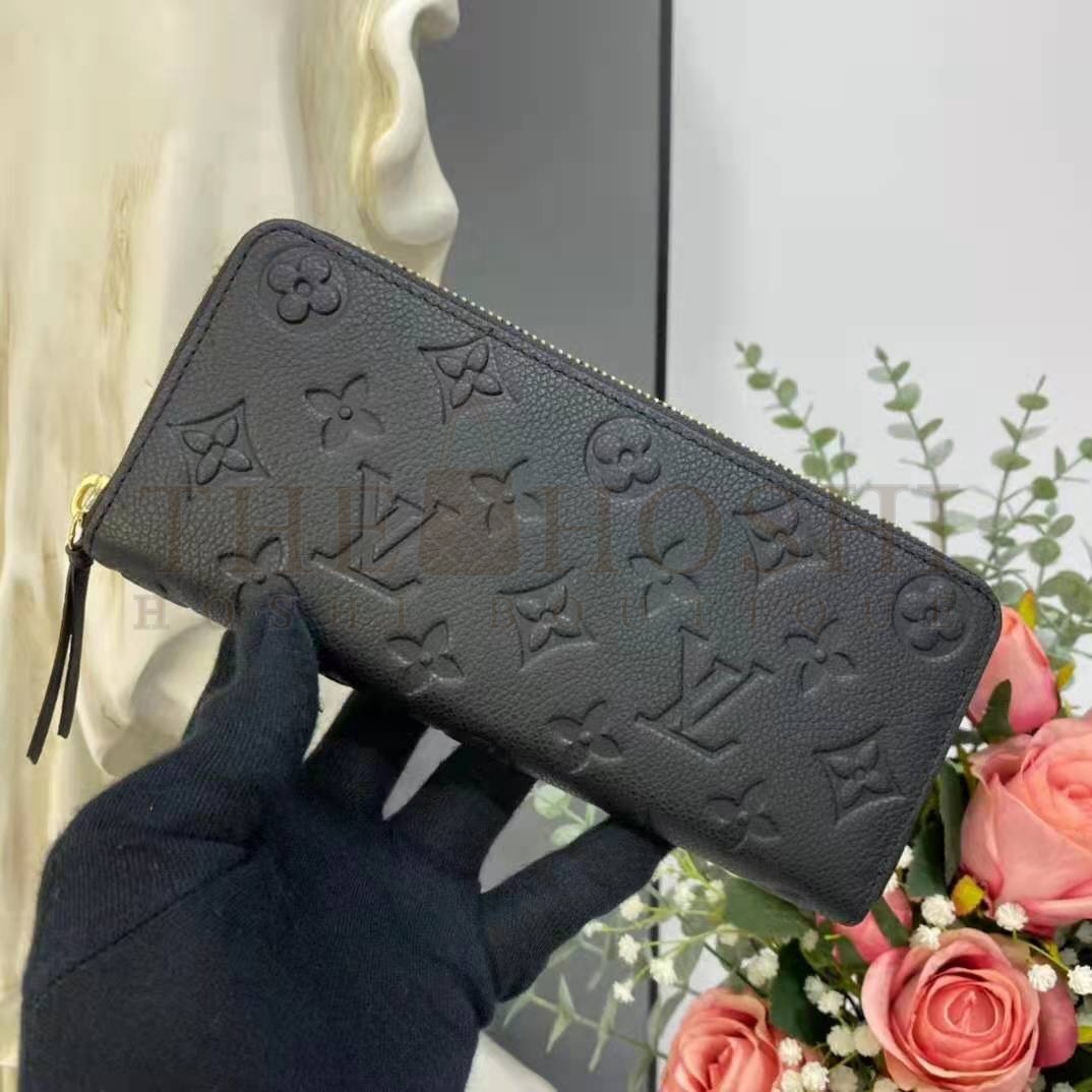 L0vis Vvtt0n LV Unisex Clémence Wallet Black Monogram Empreinte Embossed S*pple Grained Cowhide Master Quality