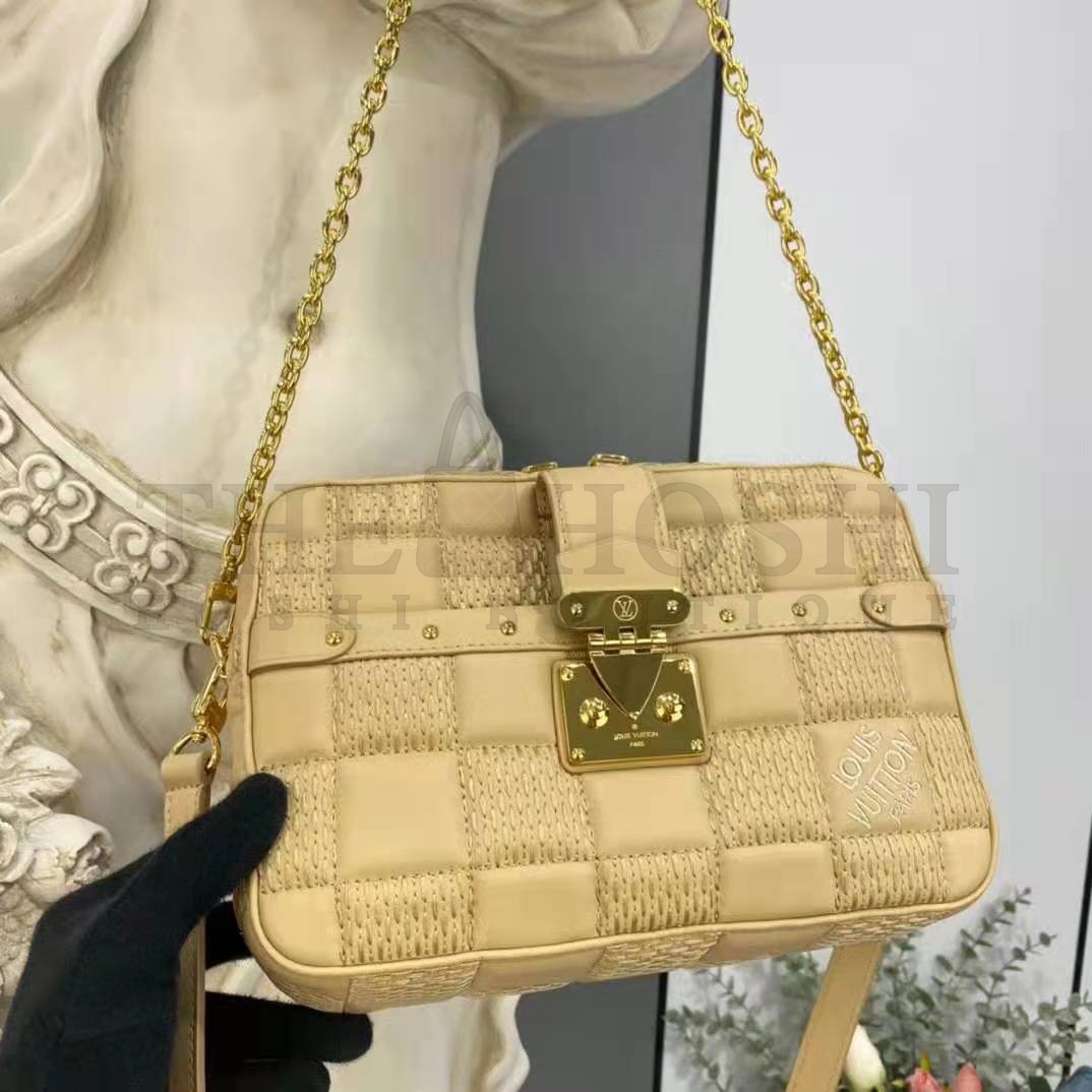 L0vis Vvtt0n LV Women Pochette Troca Handbag Cashmere Beige Damier Quilt Lamb Leather Master Quality
