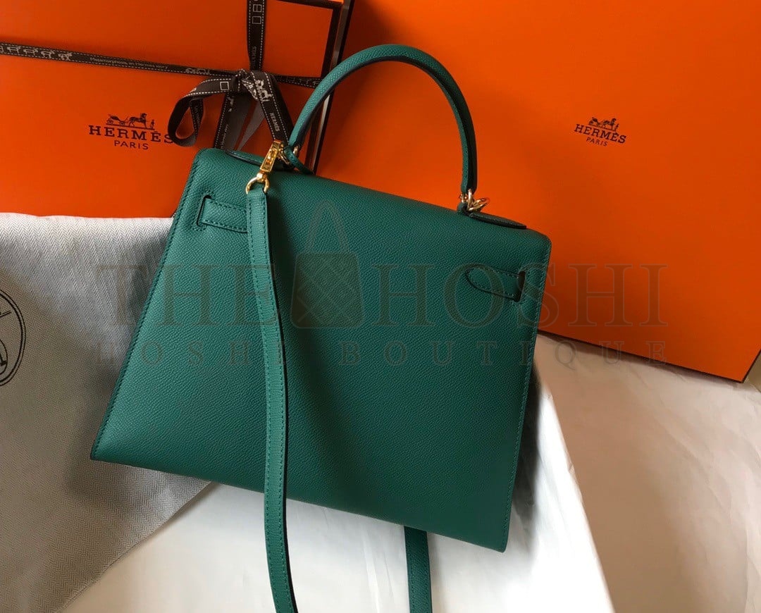 H**me5 Kelly 28cm Sellier Bag in Malachite Epsom Calfskin GHW Master Quality