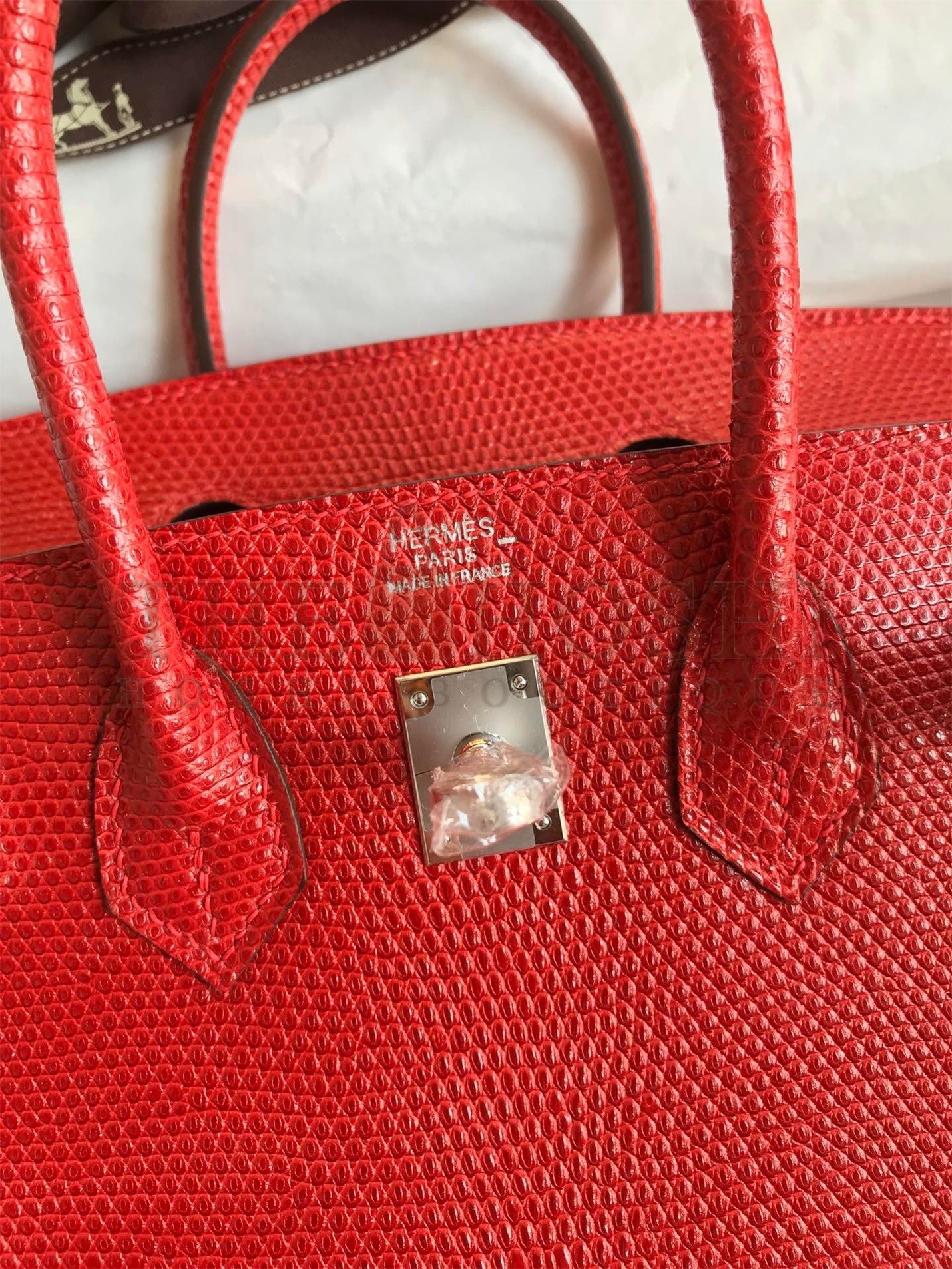 H**me5 Birkin 25 Retourne Handmade Bag In Red Lizard Leather Master Quality