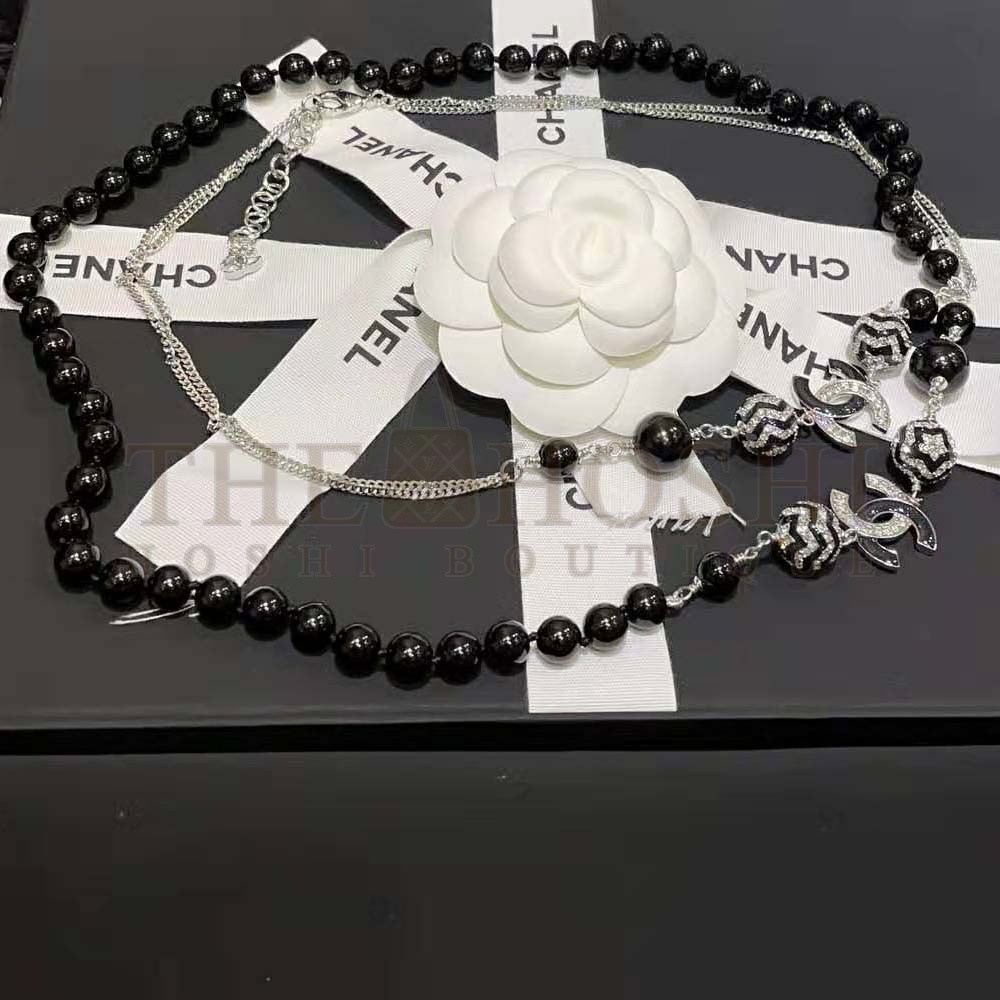 Ch**el Women Long Necklace in Metal Glass Pearls and Strass Master Quality