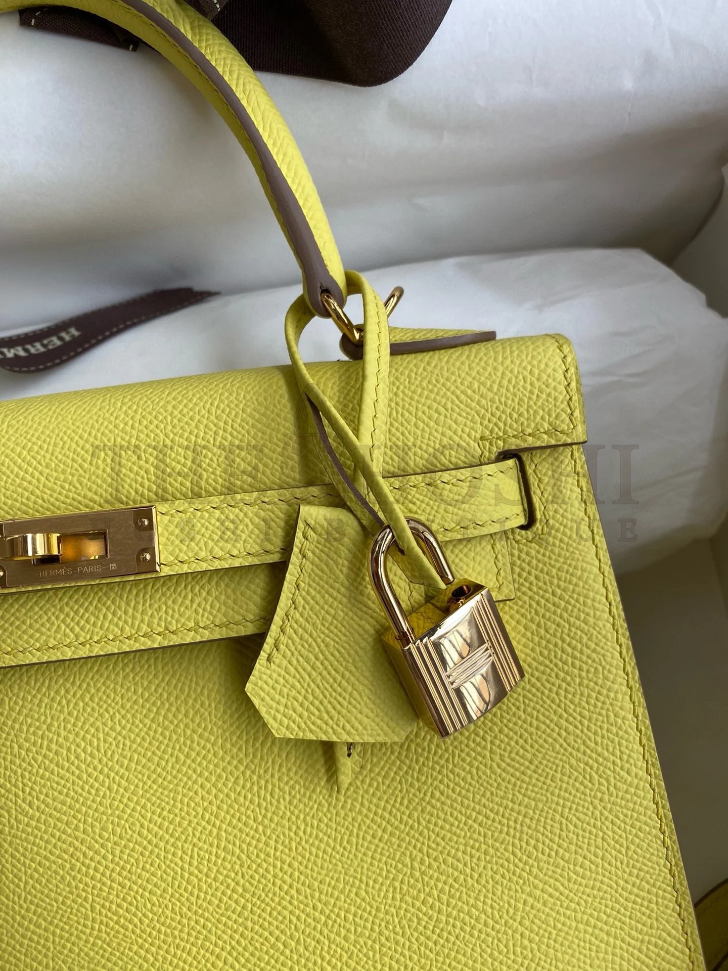 H**me5 Kelly Sellier 28 Handmade Bag In Lime Epsom Calfskin Master Quality