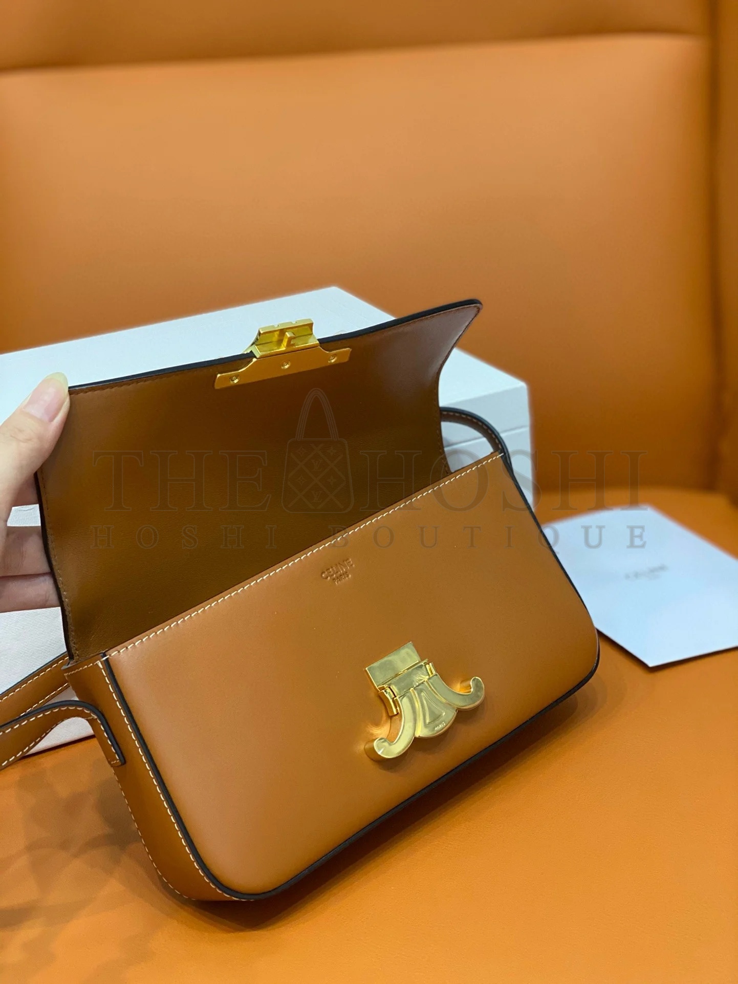 Ce1i*e Claude Shoulder Bag in Brown Calfskin Master Quality