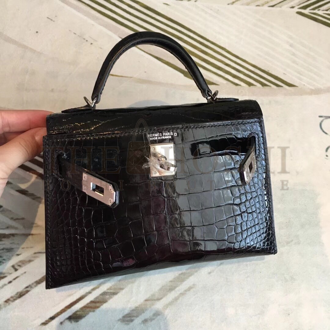 H**me5 Black Alligator Kelly Mini II Handmade Bag Master Quality