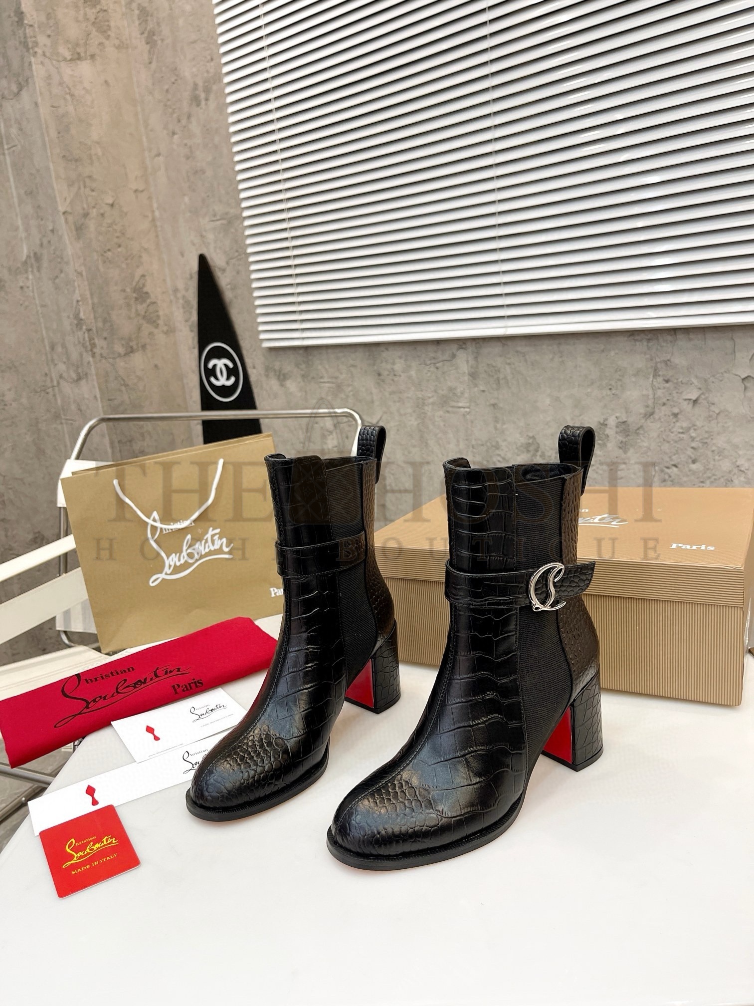 Chr1st1an Louboutin CL Chelsea Ankle Boots 70MM in Alligator Embossed Leather Master Quality
