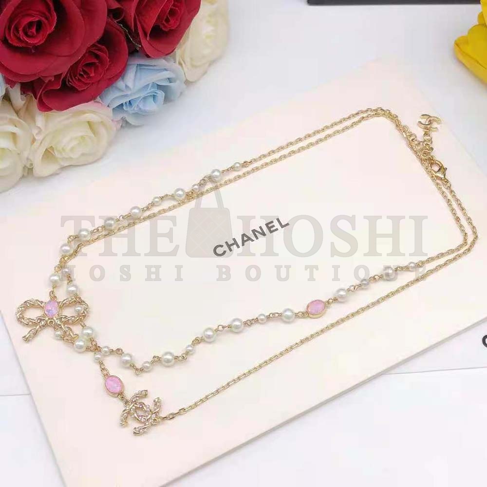 Ch**el Women Long Necklace in Metal and Glass Pearls Strass Master Quality
