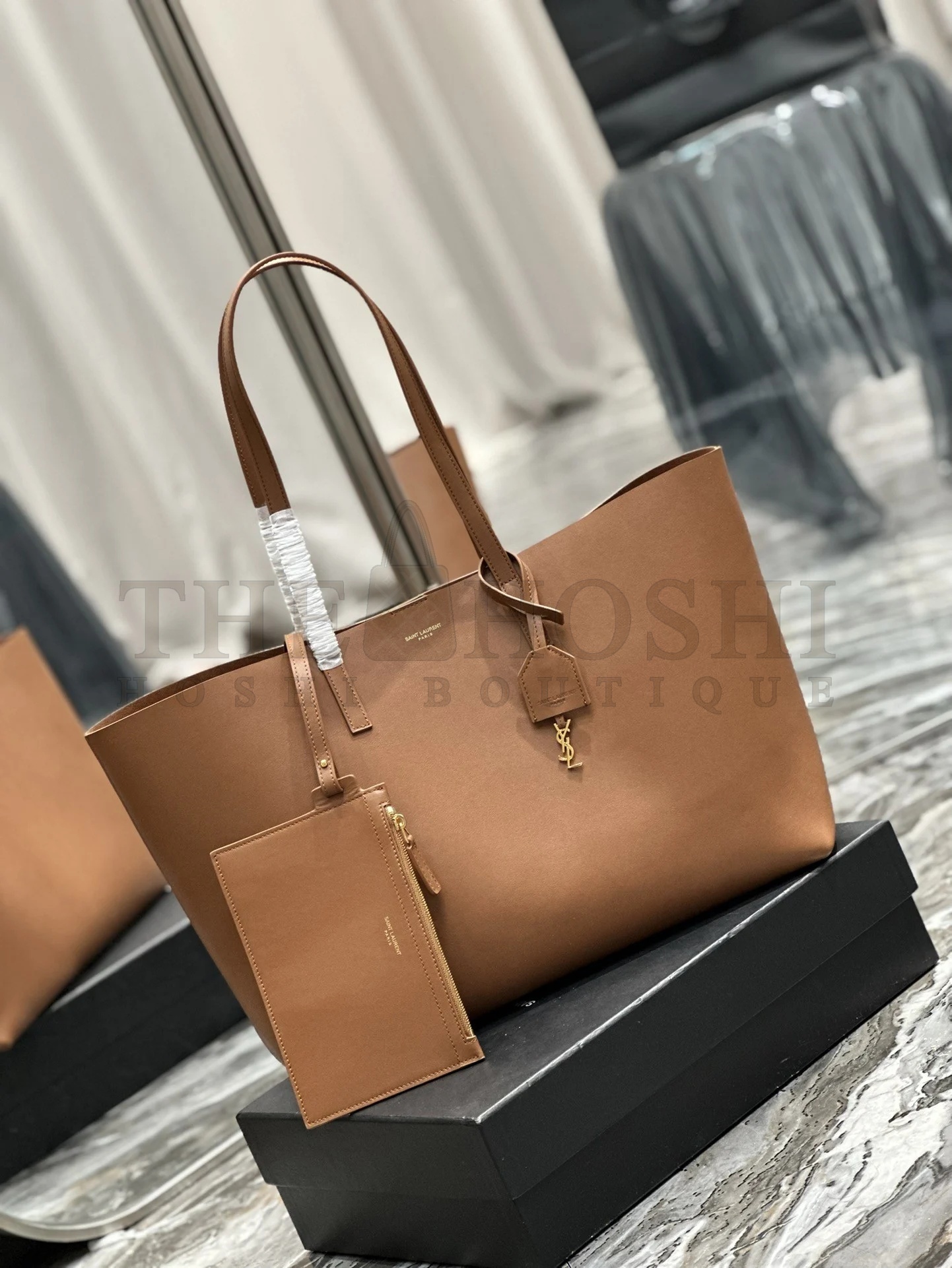 Sa1nt Lau*nt Shopping Tote Bag in Brown Leather Master Quality