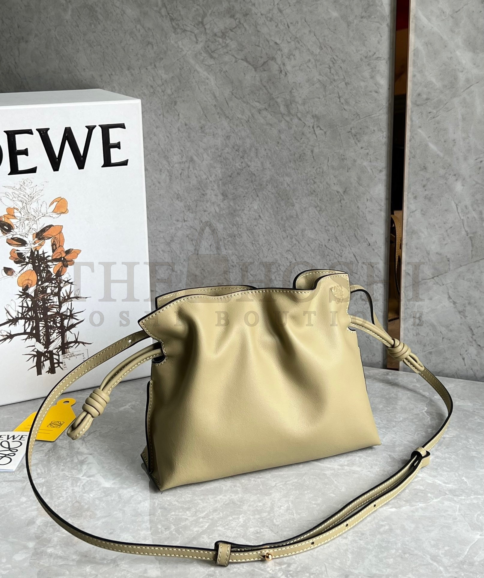 L0ew* Mini Flamenco Clutch Bag In Clay Green Calfskin Master Quality