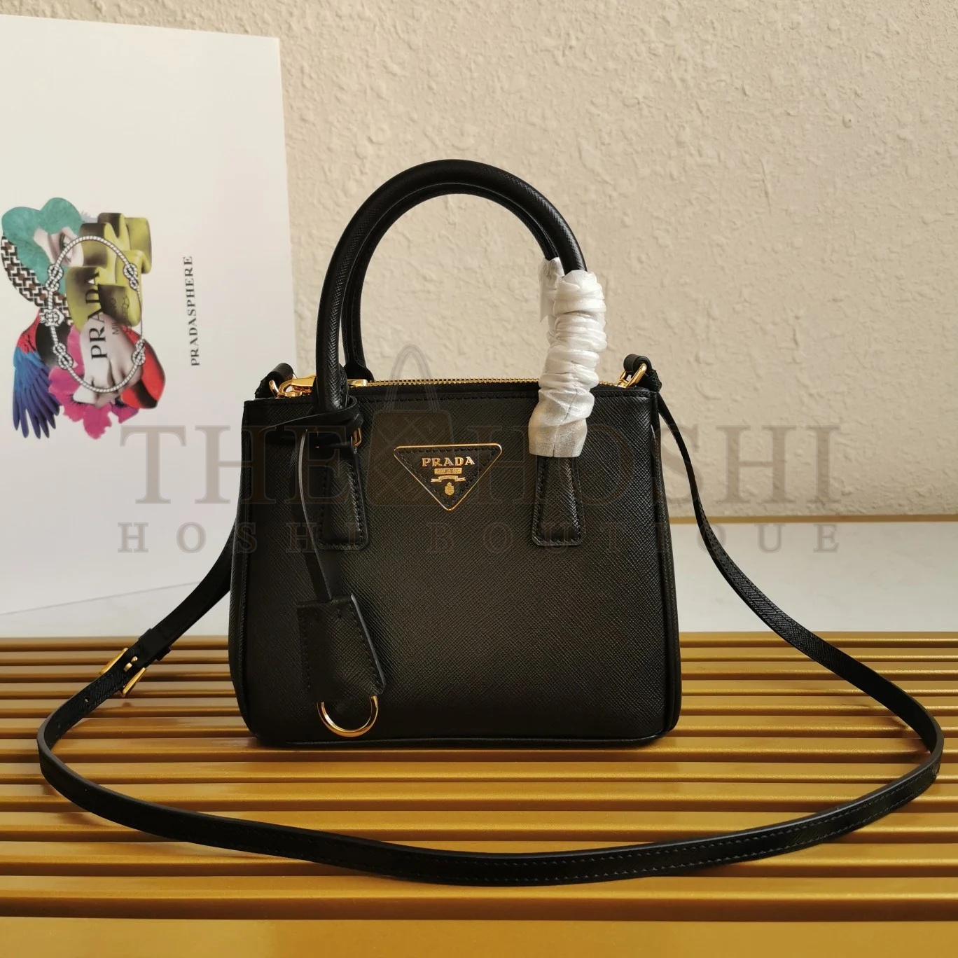 Pra*a Mini Galleria Bag In Black Saffiano Leather Master Quality