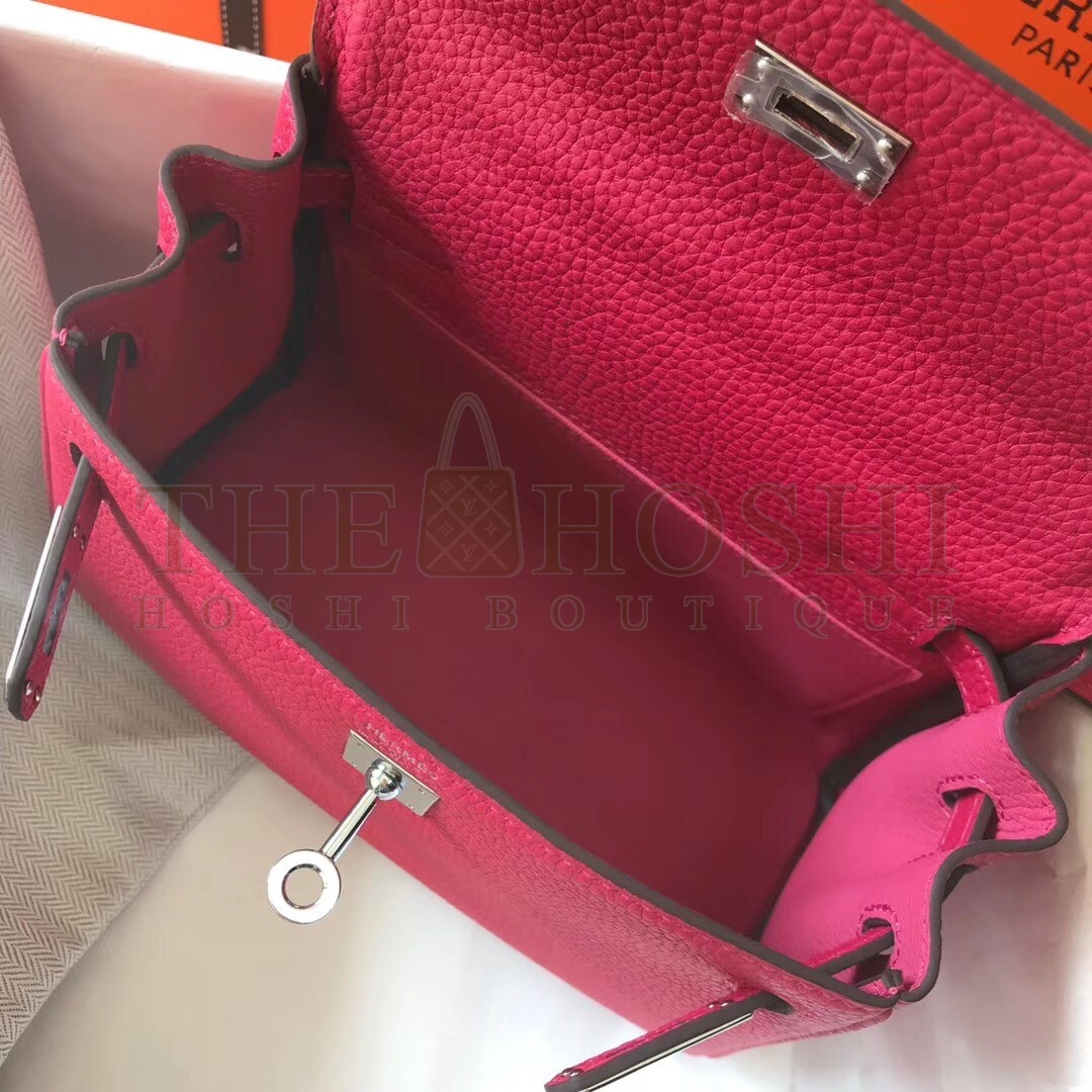 H**me5 Mini Kelly 20cm Bag In Rose Red Clemence Leather Master Quality