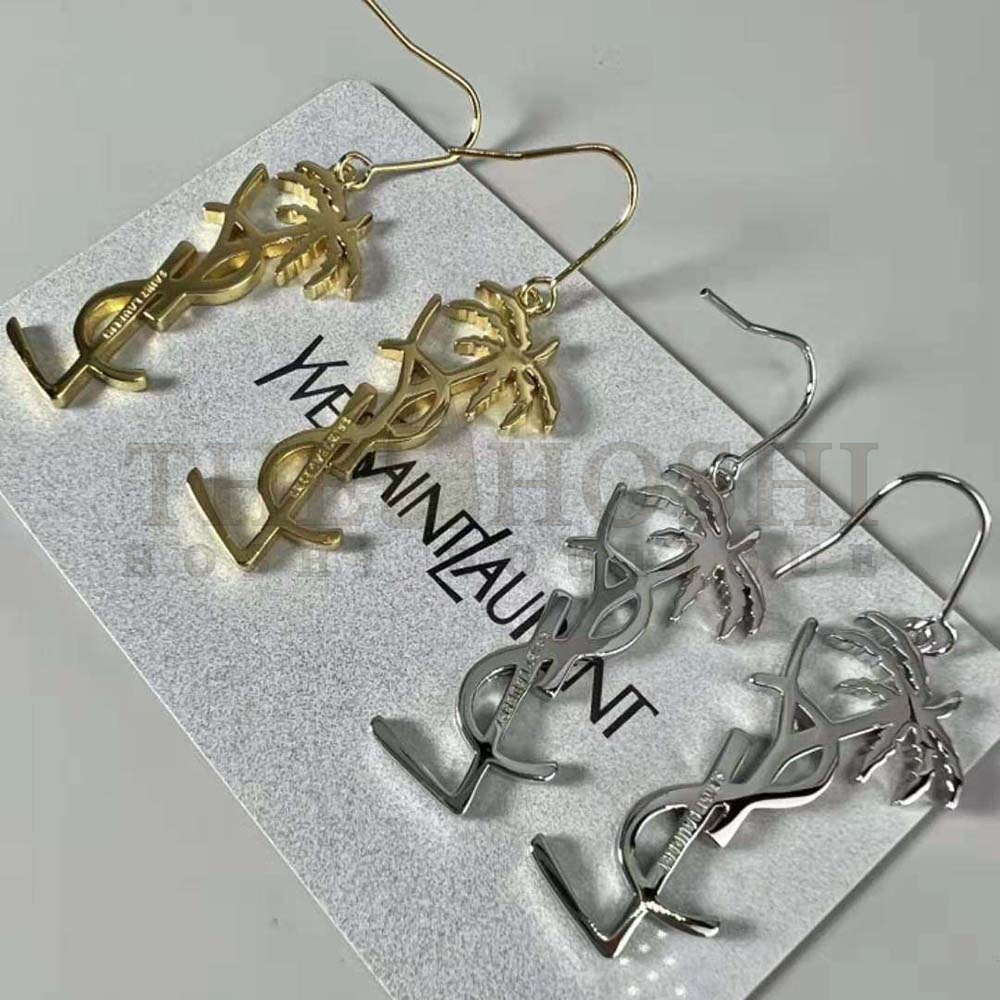 Sa1nt Lau*nt Y51 Women Monogram Palm Earrings in Metal-Silver Master Quality