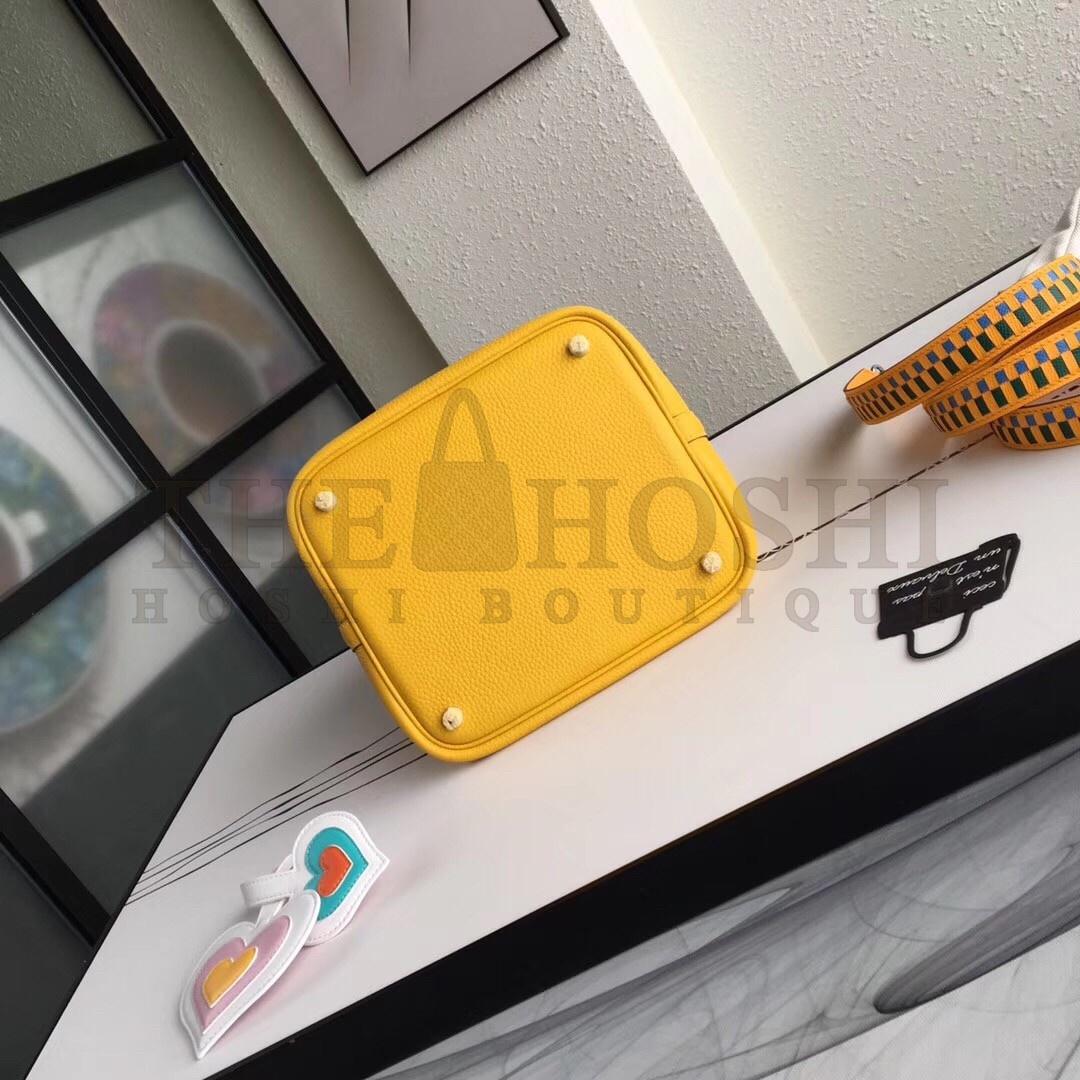 H**me5 Yellow Picotin Lock 22cm Braided Handle Bag Master Quality