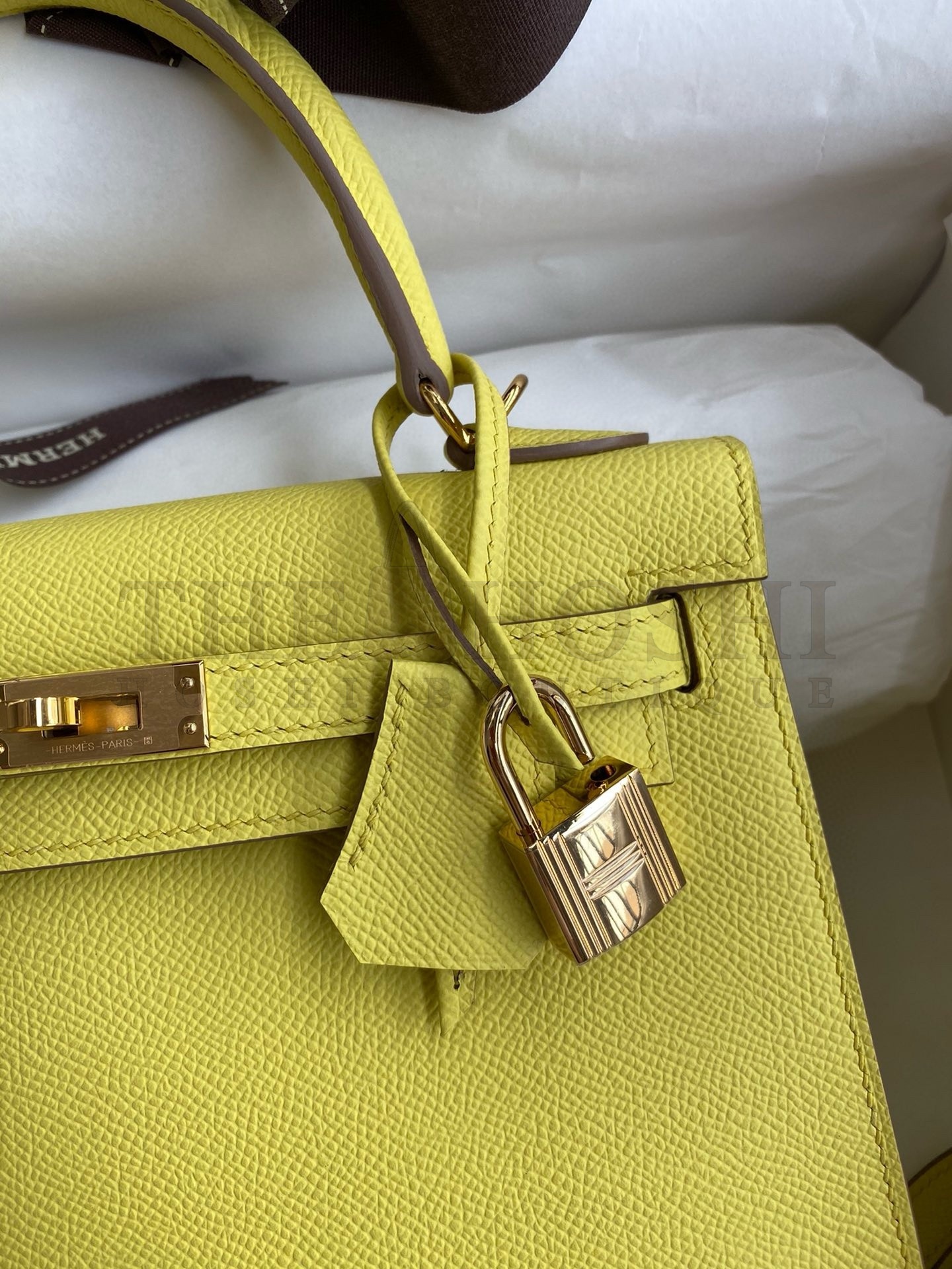 H**me5 Kelly Sellier 28 Handmade Bag In Lime Epsom Calfskin Master Quality