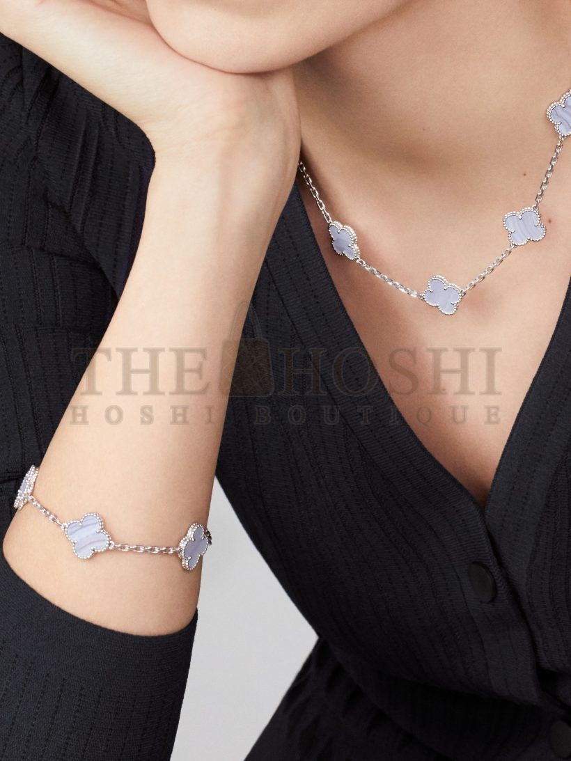 V*n Cl**f & Arpels Purple Chalcedony Clover Bracelet,Vintage Alhambra bracelet, 5 motifs Master Quality