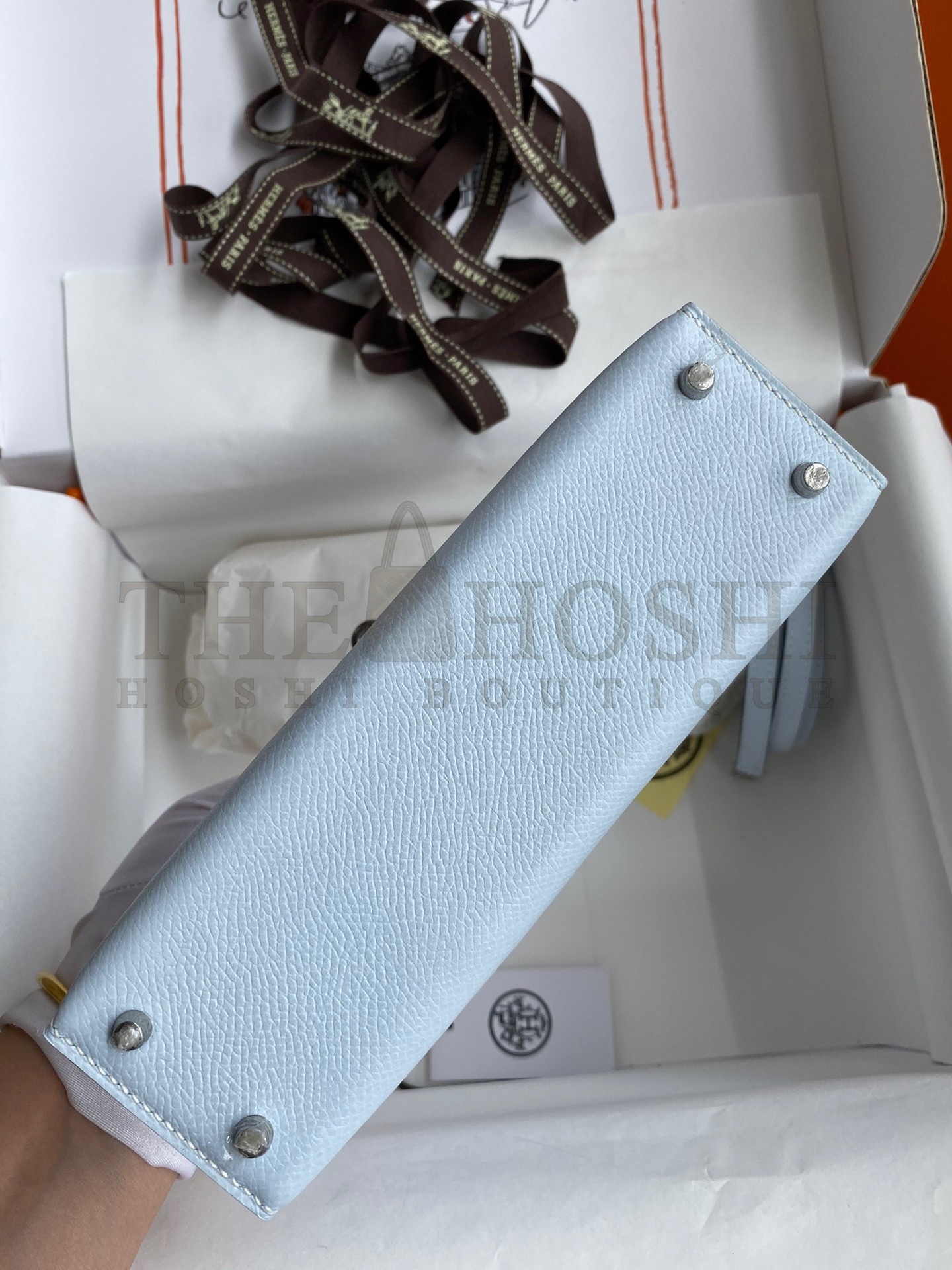 H**me5 Kelly Mini II Sellier Handmade Bag In Blue Brume Epsom Calfskin Master Quality