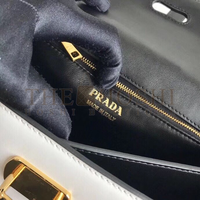 Pra*a Belle Shoulder Bag In Black/White Calfskin Master Quality