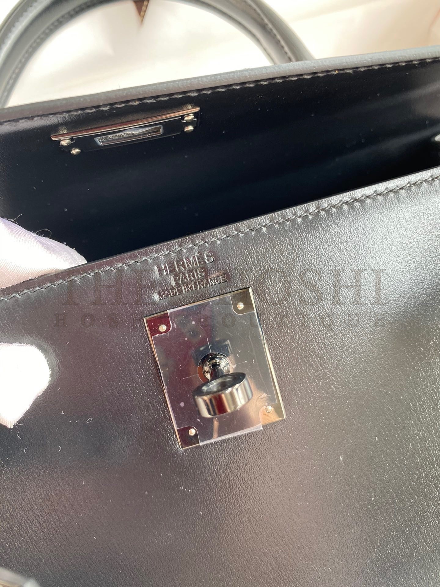 H**me5 Kelly Sellier 28 Handmade Bag In Black Box Calfskin Master Quality