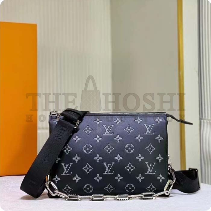 L0vis Vvtt0n LV Women Coussin BB Handbag Black Glass Beads Polyester Satin Master Quality