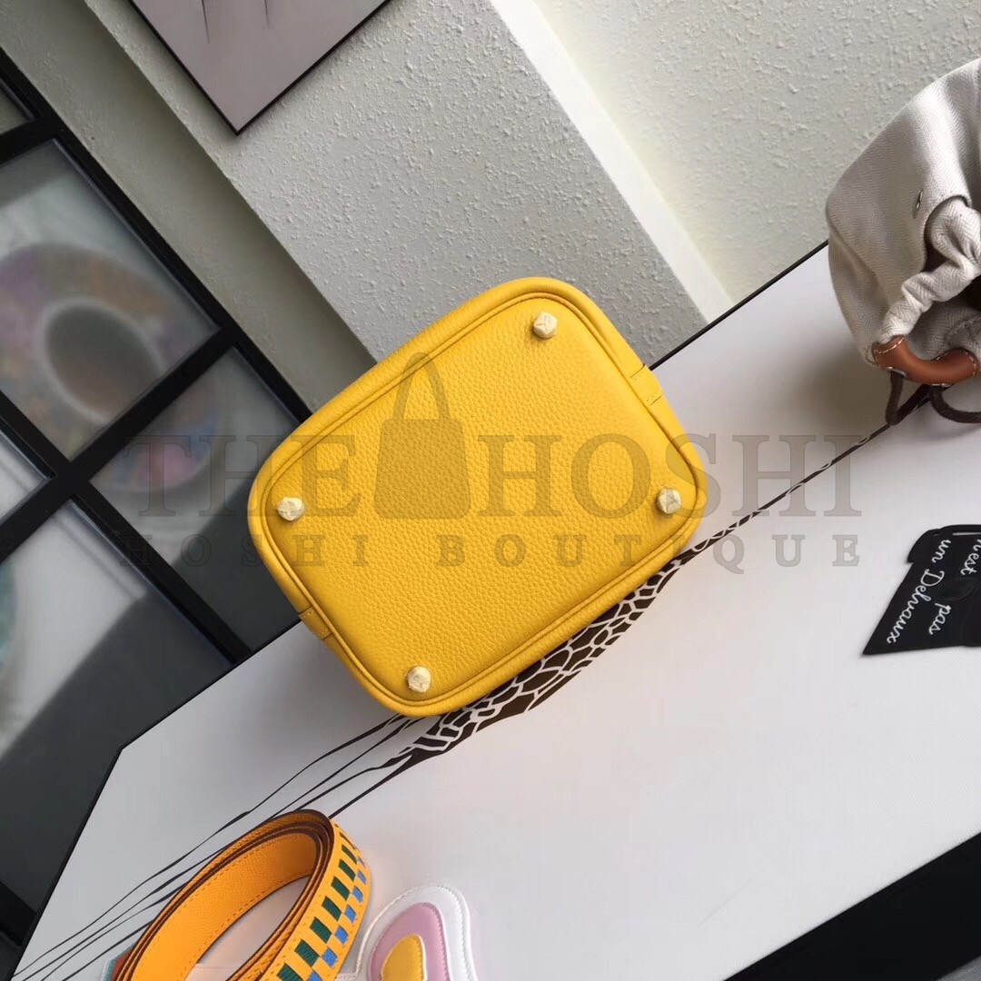 H**me5 Yellow Picotin Lock 18cm Bag With Braided Handles Master Quality