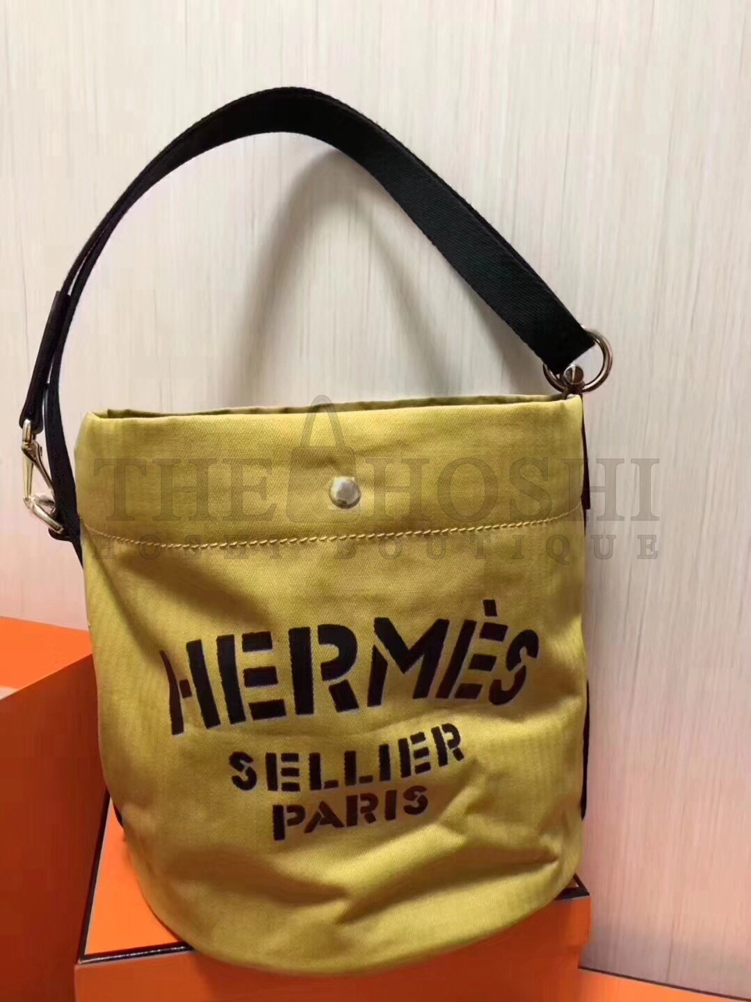 H**me5 Grooming Bucket Bag In Yellow Canvas Master Quality