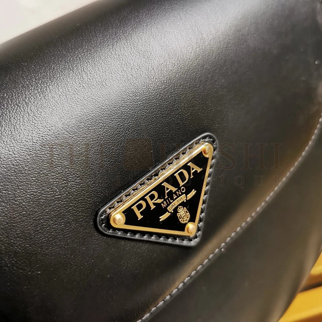 Pra*a Arque Shoulder Bag with Flap in Black Leather Master Quality