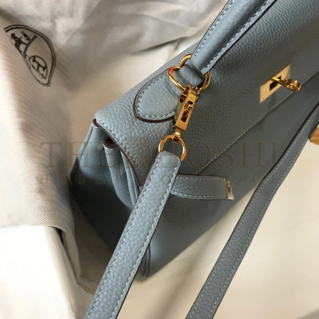 H**me5 Kelly 28cm Retourne Bag in Blue Lin Clemence Leather GHW Master Quality