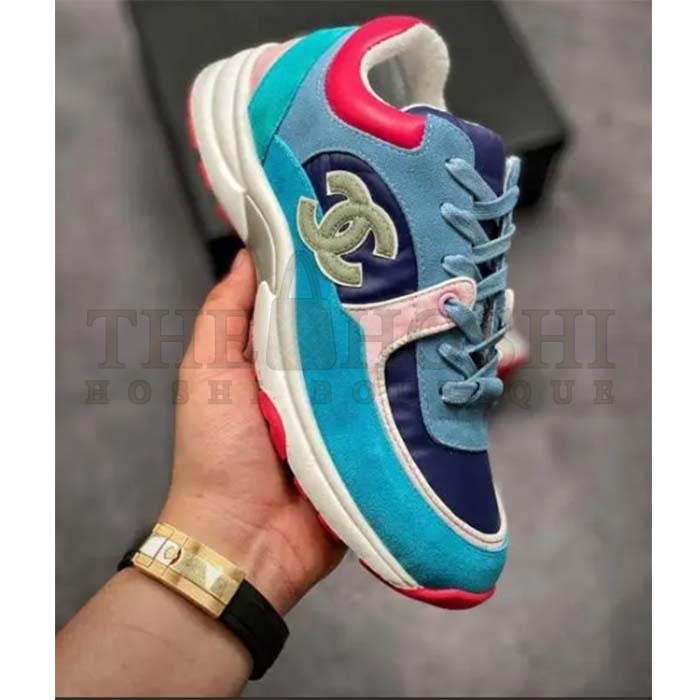 Ch**el Women CC Low Top Logo Sneakers Calfskin Suede Blue Leather Master Quality